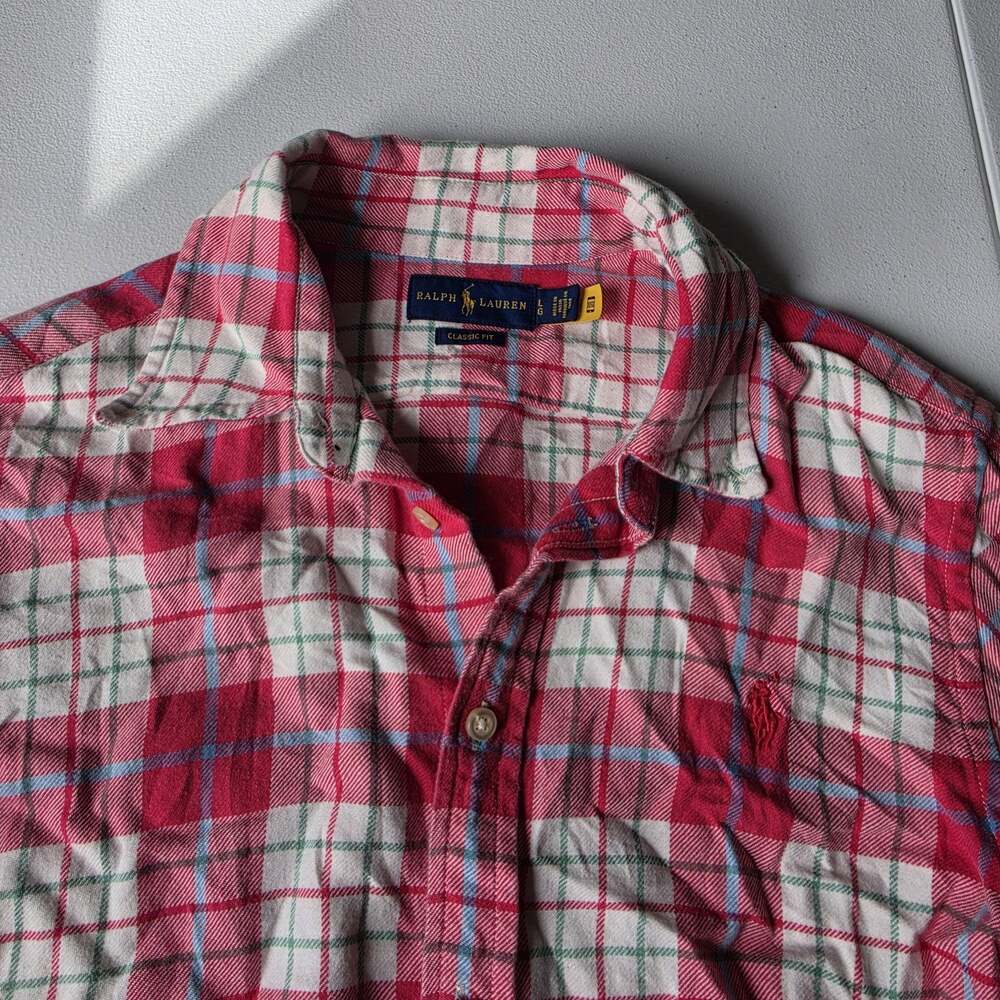 Ralph Lauren Shirt Womens Large Red Plaid Flannel Long Sleeve Button Down